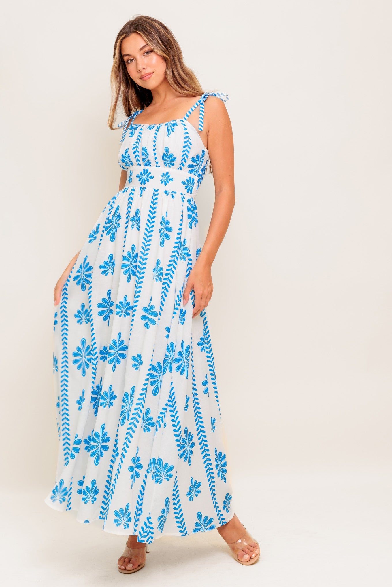 BLUE NOIR FLORAL WOVEN MAXI DRESS - Concordia Style Boutique