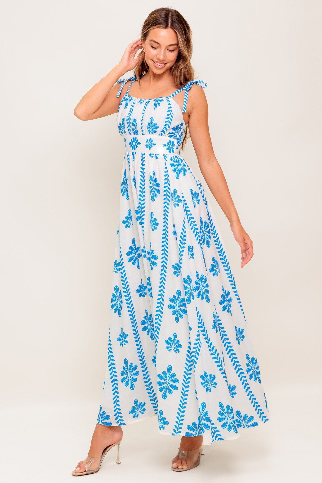 BLUE NOIR FLORAL WOVEN MAXI DRESS - Concordia Style Boutique