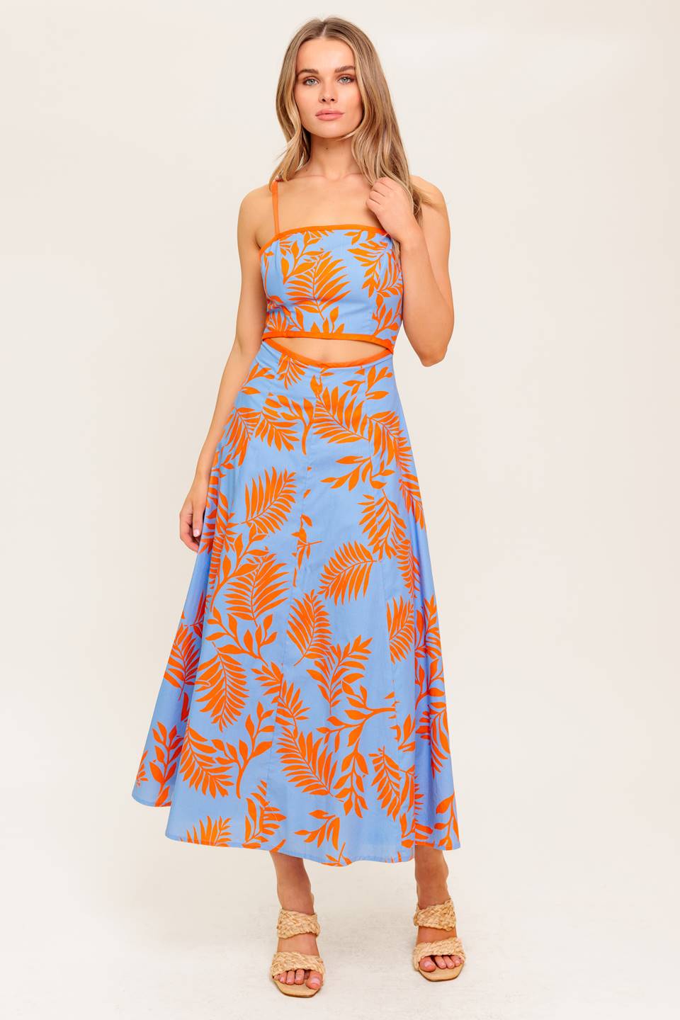 APRICOT SUNSET WOVEN MIDI DRESS - Concordia Style Boutique