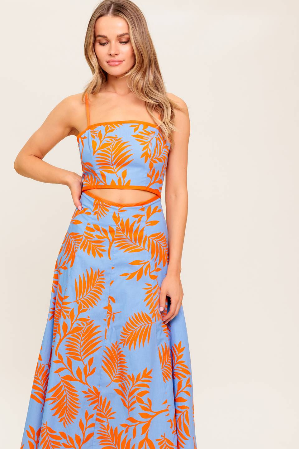 APRICOT SUNSET WOVEN MIDI DRESS - Concordia Style Boutique