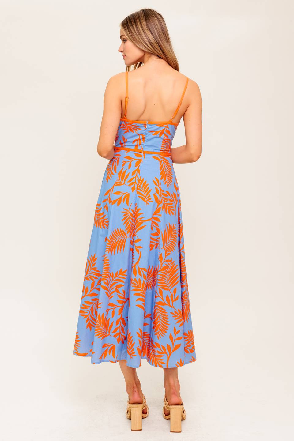 APRICOT SUNSET WOVEN MIDI DRESS - Concordia Style Boutique