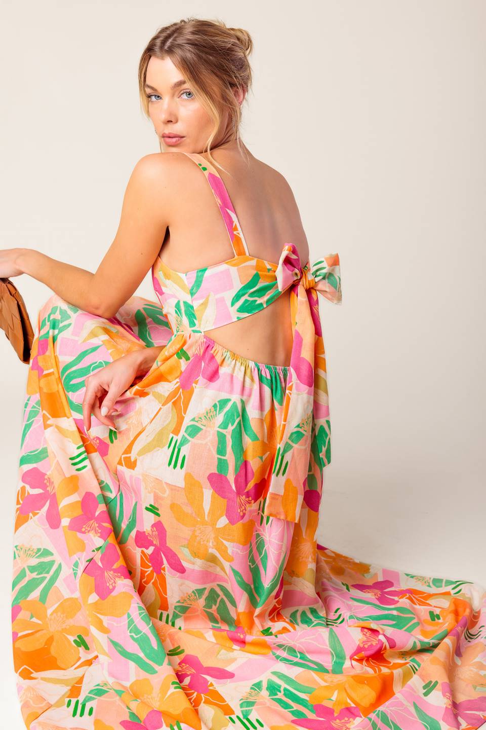 BON VOYAGE PINK ORANGE WOVEN MAXI DRESS - Concordia Style Boutique