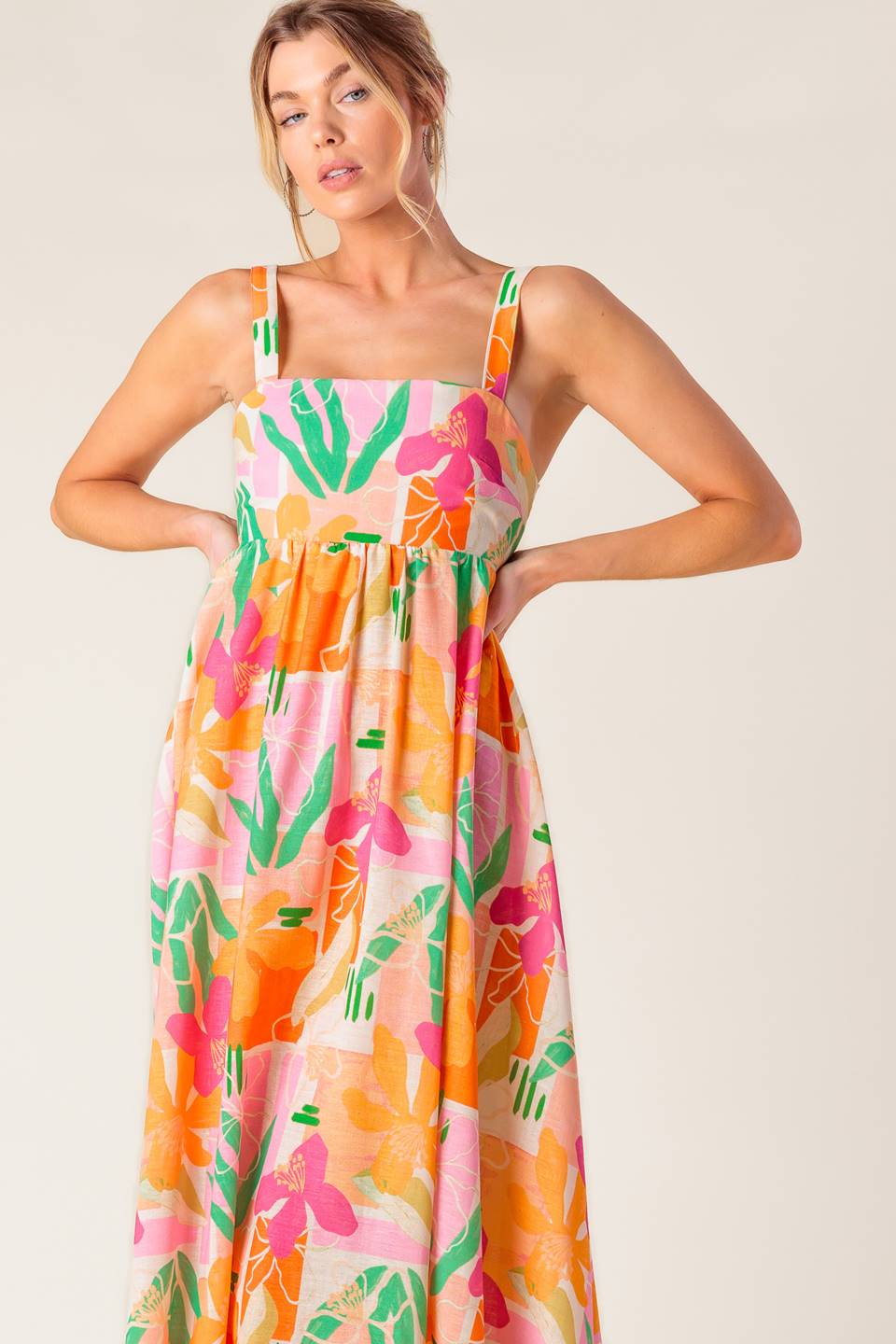 BON VOYAGE PINK ORANGE WOVEN MAXI DRESS - Concordia Style Boutique