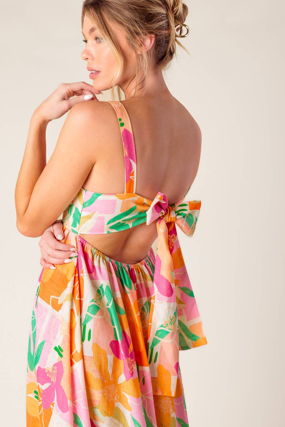 BON VOYAGE PINK ORANGE WOVEN MAXI DRESS - Concordia Style Boutique