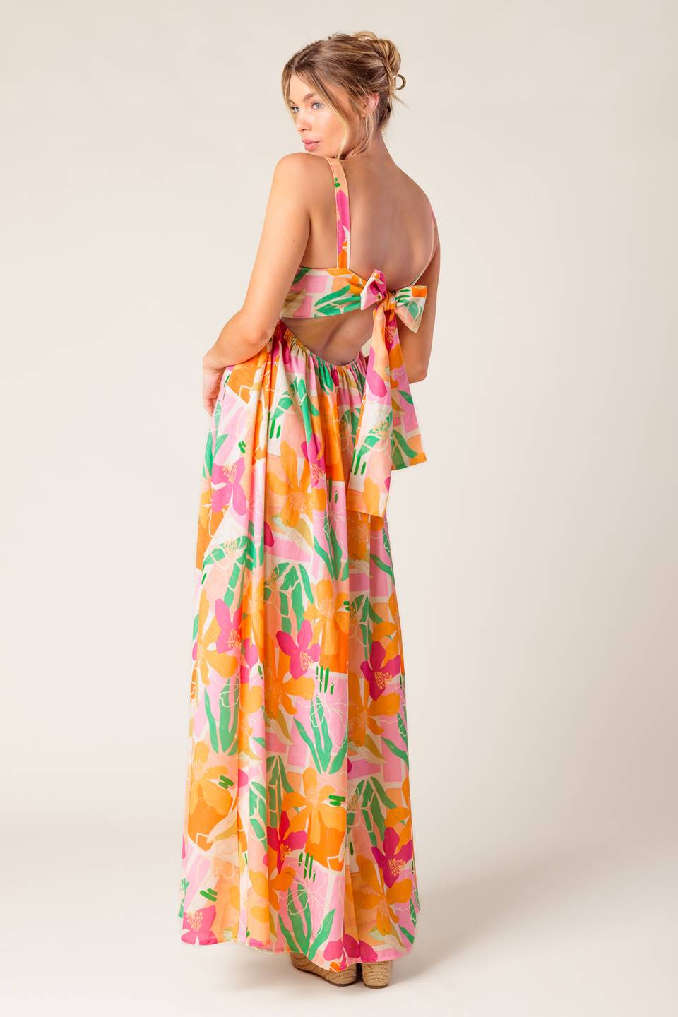 BON VOYAGE PINK ORANGE WOVEN MAXI DRESS - Concordia Style Boutique