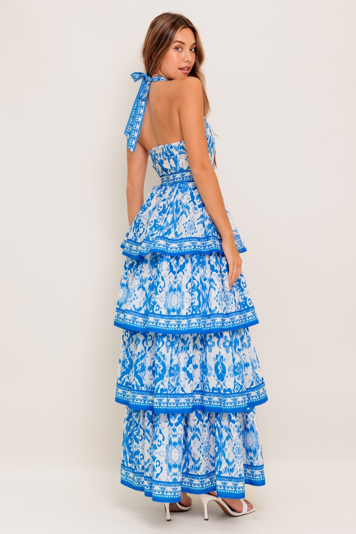 BLUSHING BLOSSOM BLUE WOVEN MAXI DRESS - Concordia Style Boutique