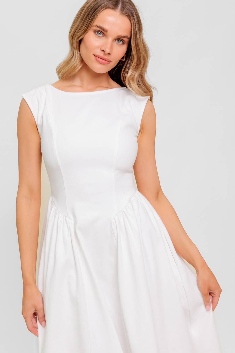 CANDLE VINE WHITE DENIM WOVEN MIDI DRESS - Concordia Style Boutique