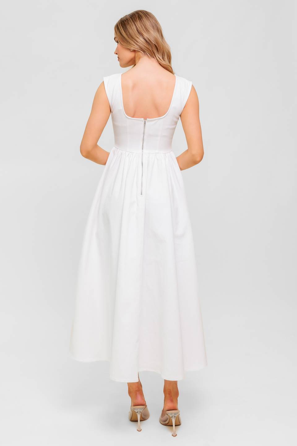 CANDLE VINE WHITE DENIM WOVEN MIDI DRESS - Concordia Style Boutique