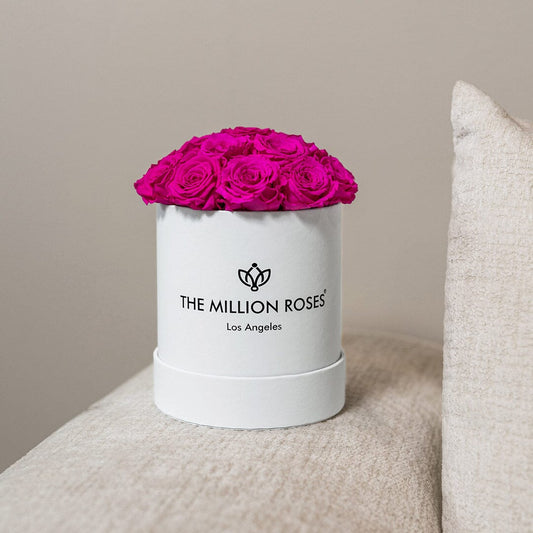 Basic White Box | Neon Pink Mini Roses