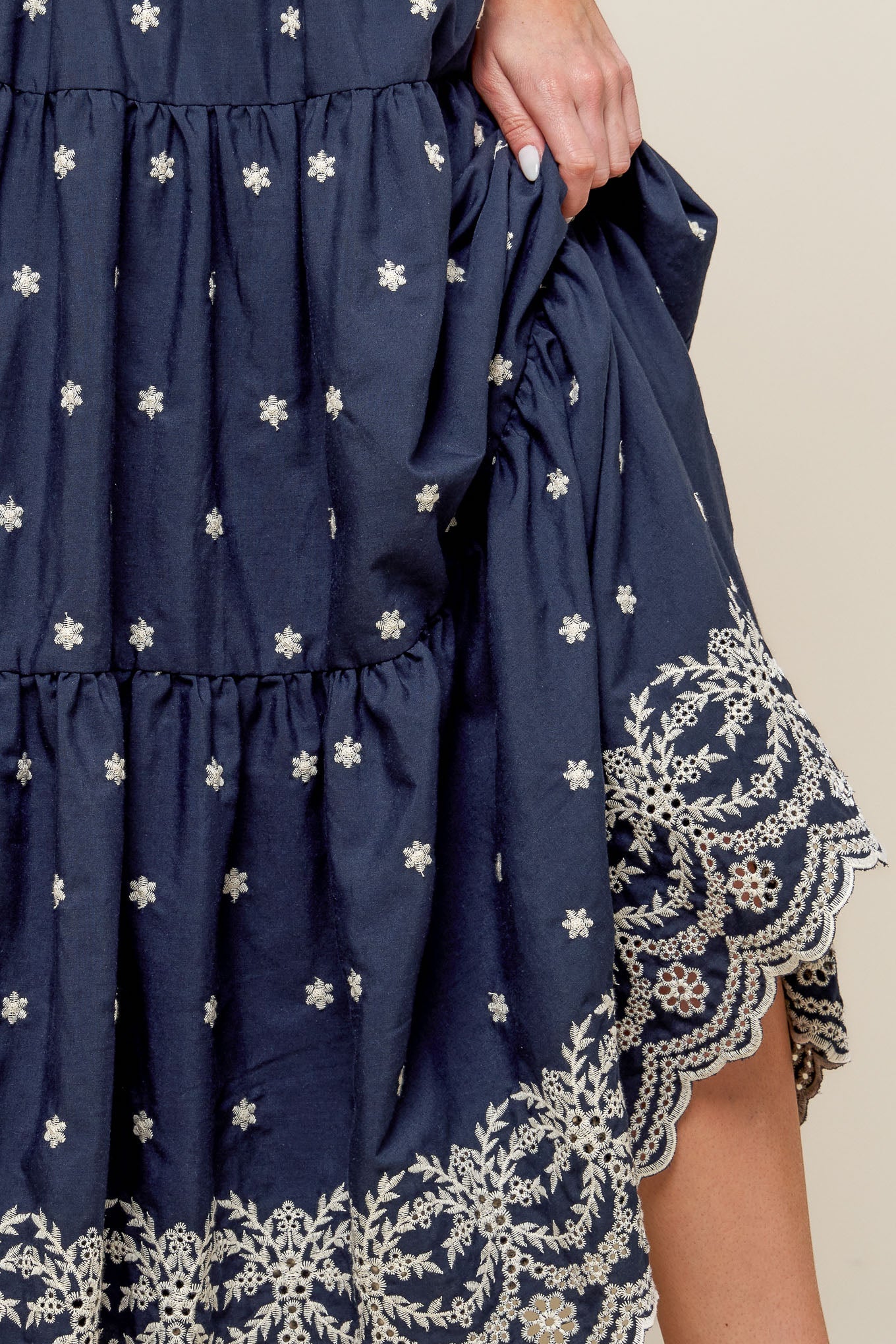 BEBE ALERT NAVY WOVEN MIDI SKIRT - Concordia Style Boutique