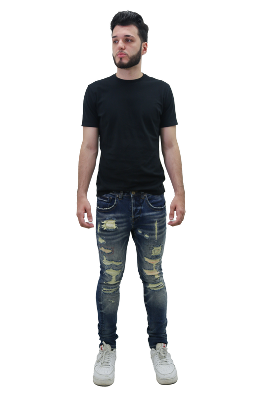 RIPPED MID-RISE SKINNY JEANS