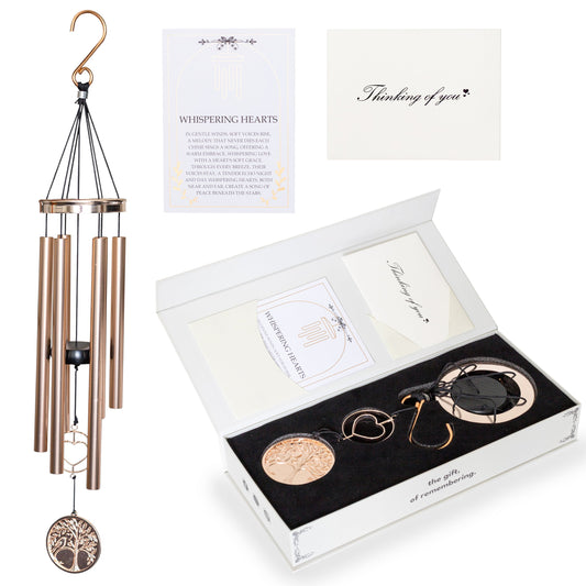 30” Wind Chime with Gift Box – Whispering Hearts™ Collection – Platinum Rose Personalized - Concordia Style Boutique