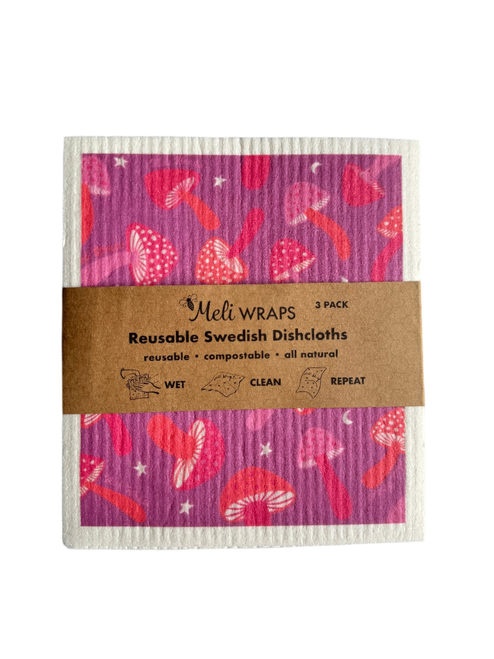 Purple Mushroom Swedish Dish Cloth Set of 3 - Concordia Style Boutique