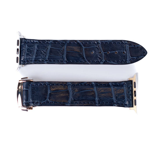 APPLE WATCH BAND, NAVY MATTE ALLIGATOR