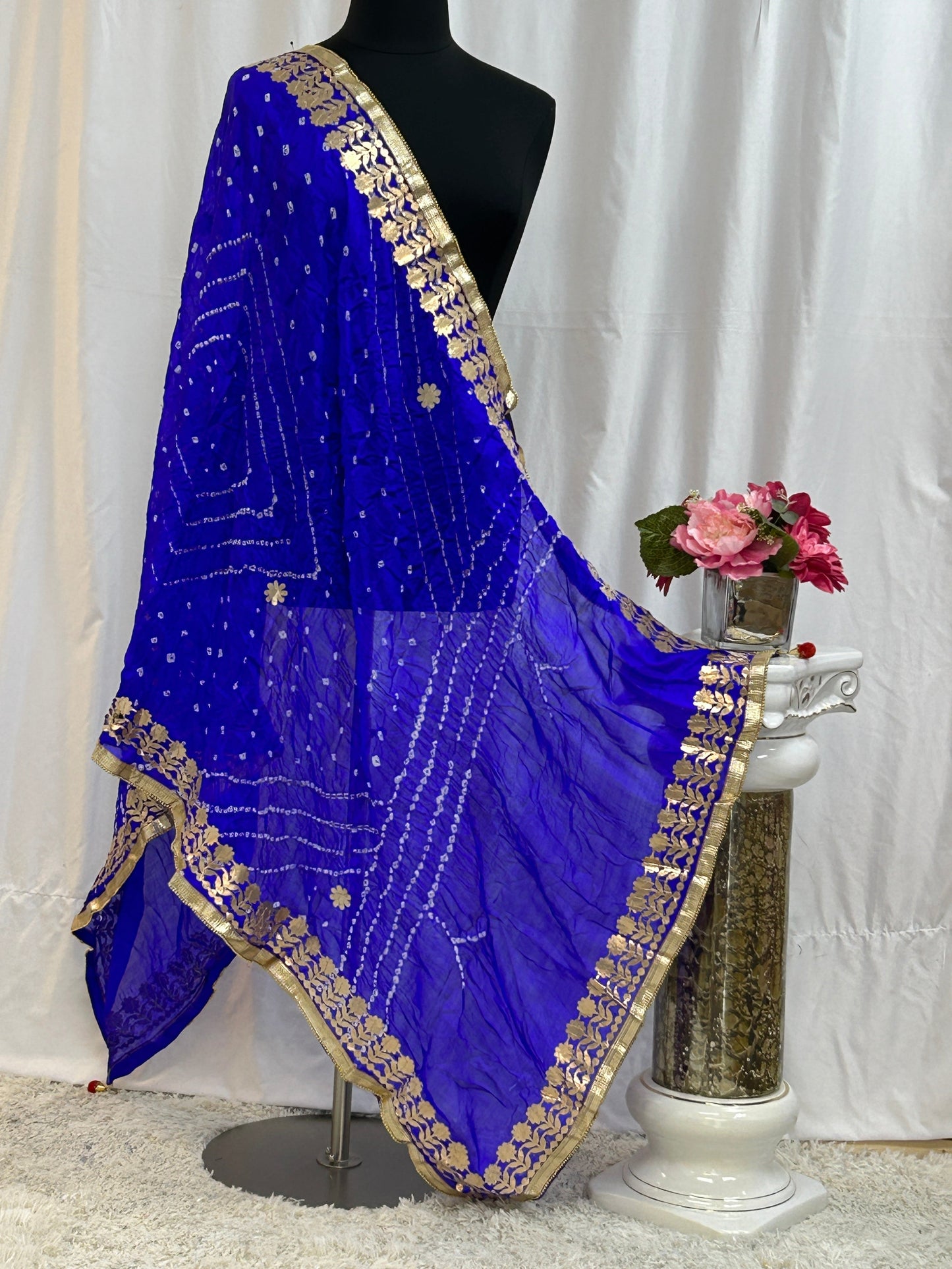 Blue Bandhani dupatta: gota Patti