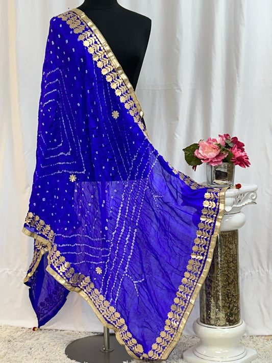 Blue Bandhani dupatta: gota Patti