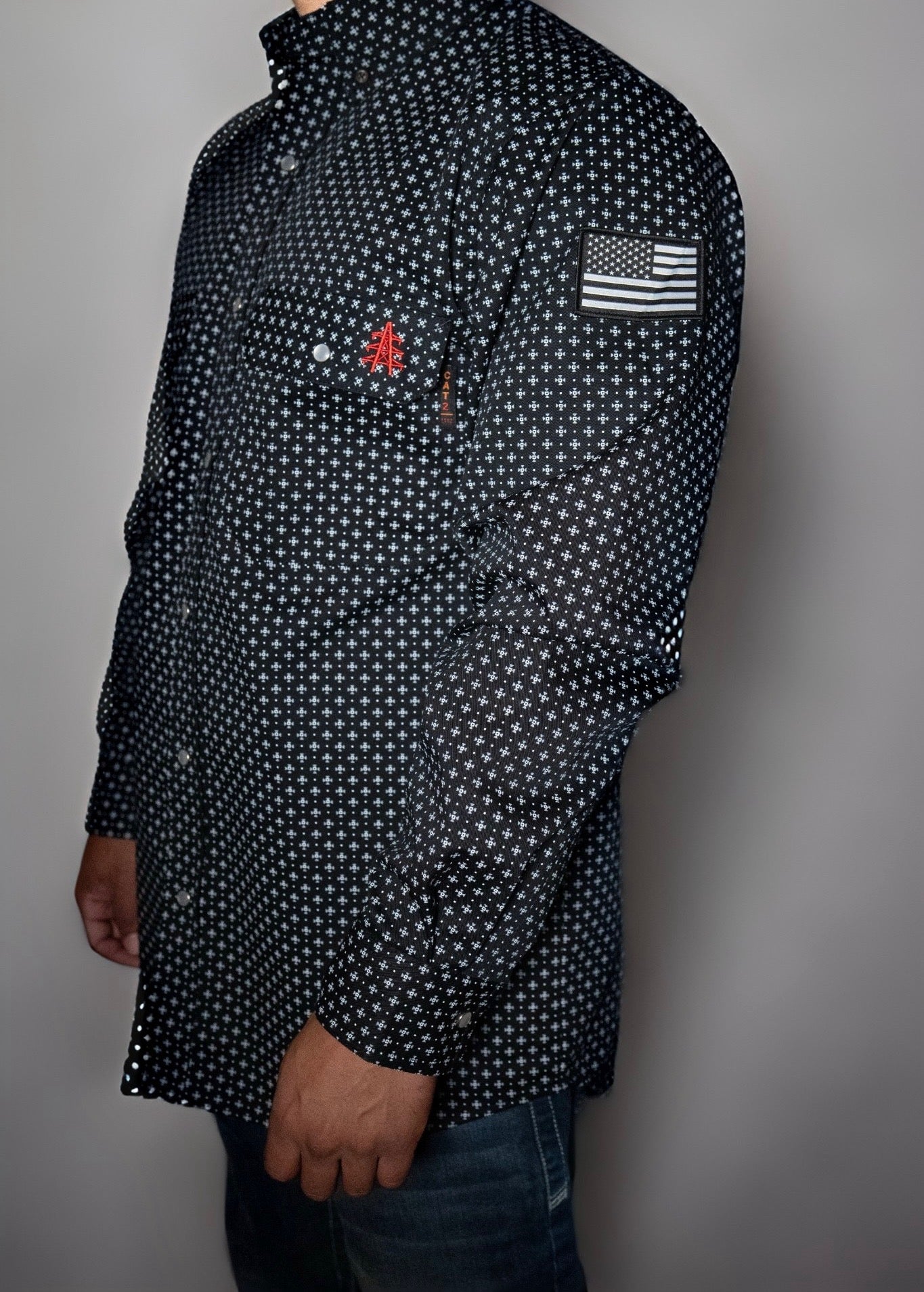 FR Pearl Snap Work Shirt - Reaper Black