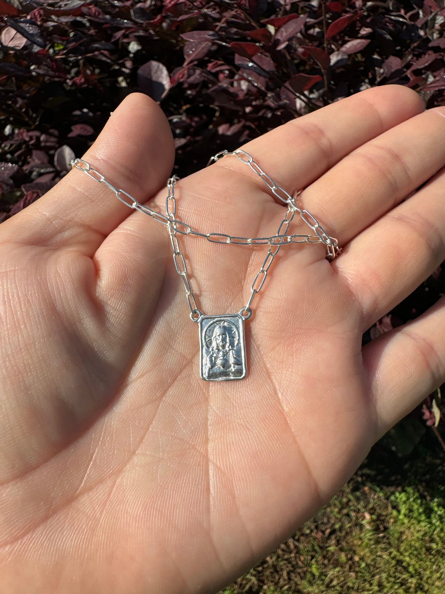 Paperclip Scapular in 925 Sterling Silver
