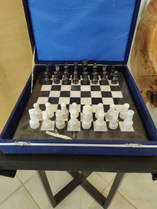 Onyx Chess Set with Felt Storage Case 12"
