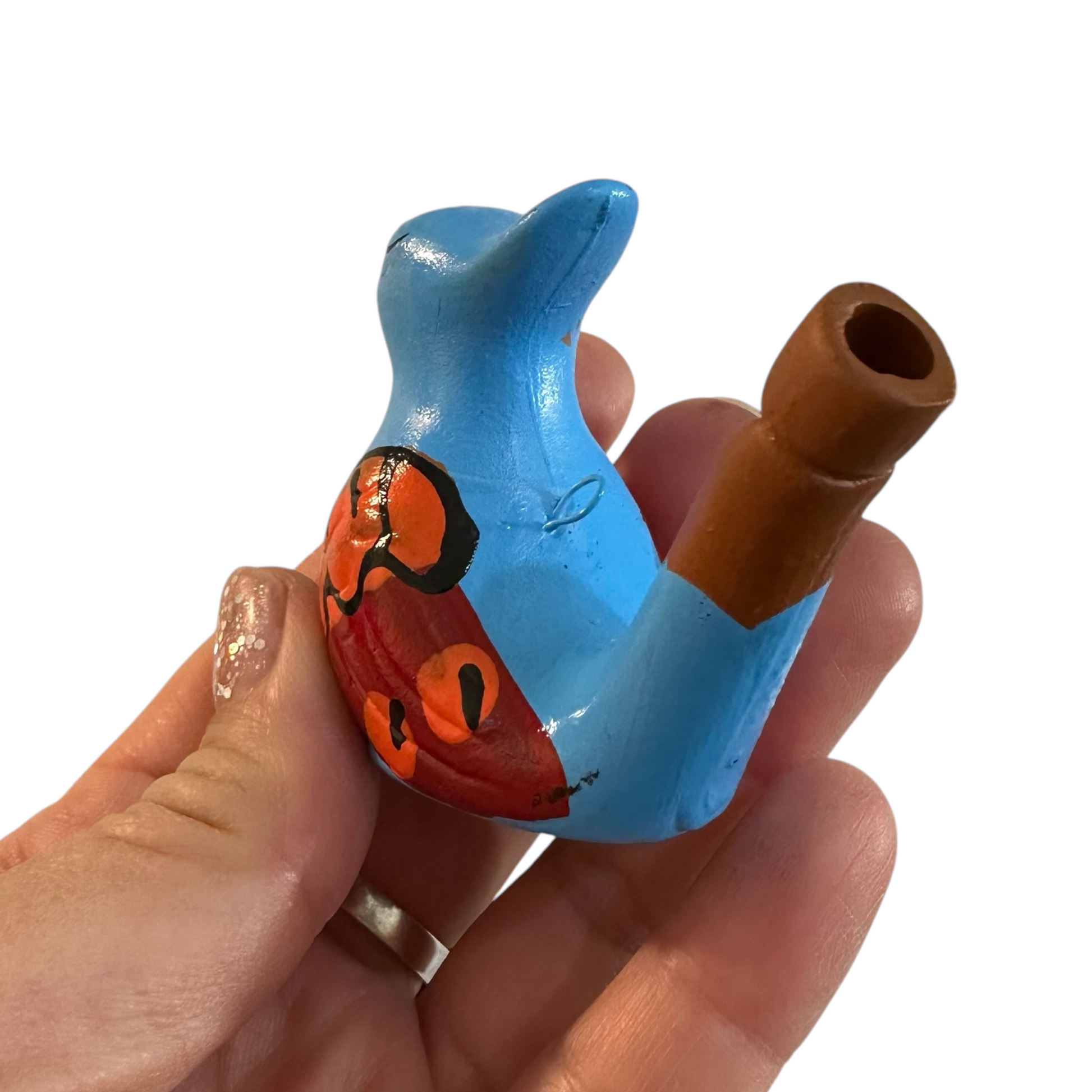 Clay Water Whistle Bird (Blue crest) - Concordia Style Boutique