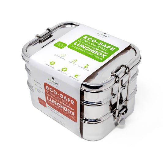 STAINLESS STEEL LUNCH BOX, 3 TIER Leak Proof, 3 COMPARTMENTS, 75 OZ - Concordia Style Boutique