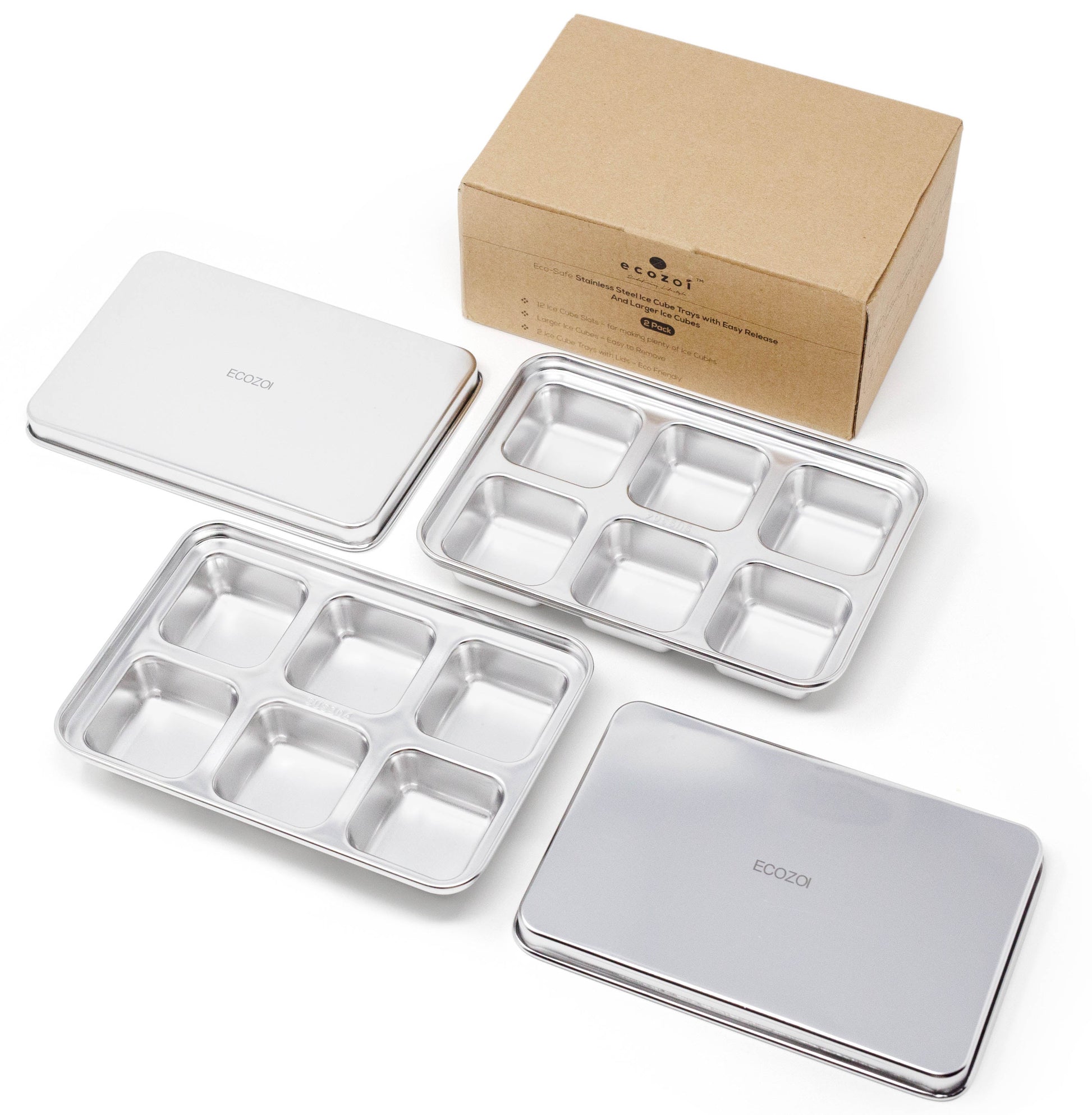 STAINLESS STEEL ICE CUBE TRAYS, 12 Large Cubes, 2 PACK - Concordia Style Boutique