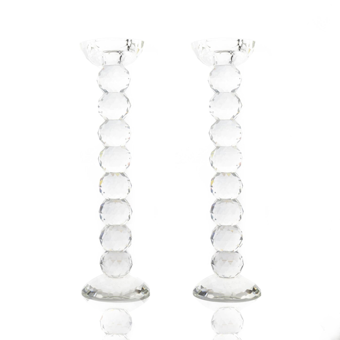 Pair of 12" Crystal Ball Candlesticks
