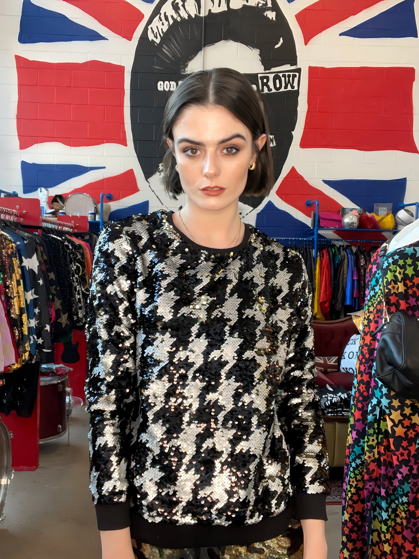 "Any Old  Iron" - Dogstooth Sweatshirt - Premium Clothing from Any Old Iron - Just $150! Shop now at Concordia Style Boutique