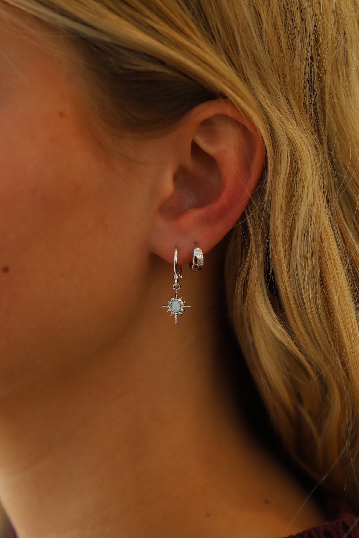 SILVER OPALITE STAR HUGGIES - Concordia Style Boutique