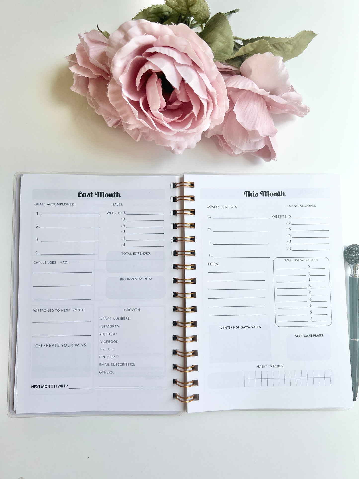 Floral Level Up Business Planner A5 Size - Undated