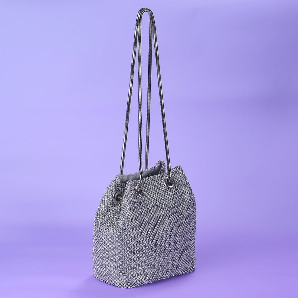 Roxie Silver Rhinestone Handbag