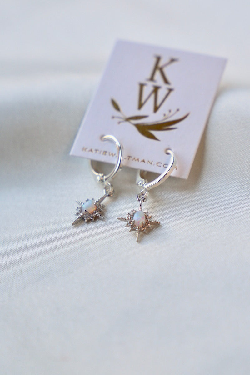 SILVER OPALITE STAR HUGGIES - Concordia Style Boutique