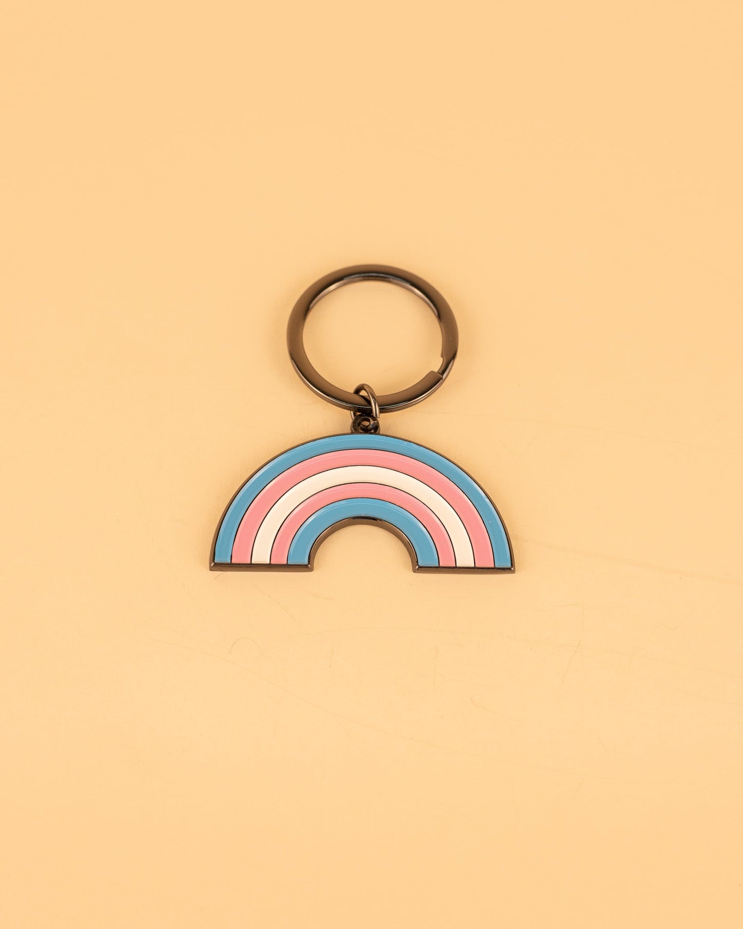 Trans Rainbow Enamel Keychain