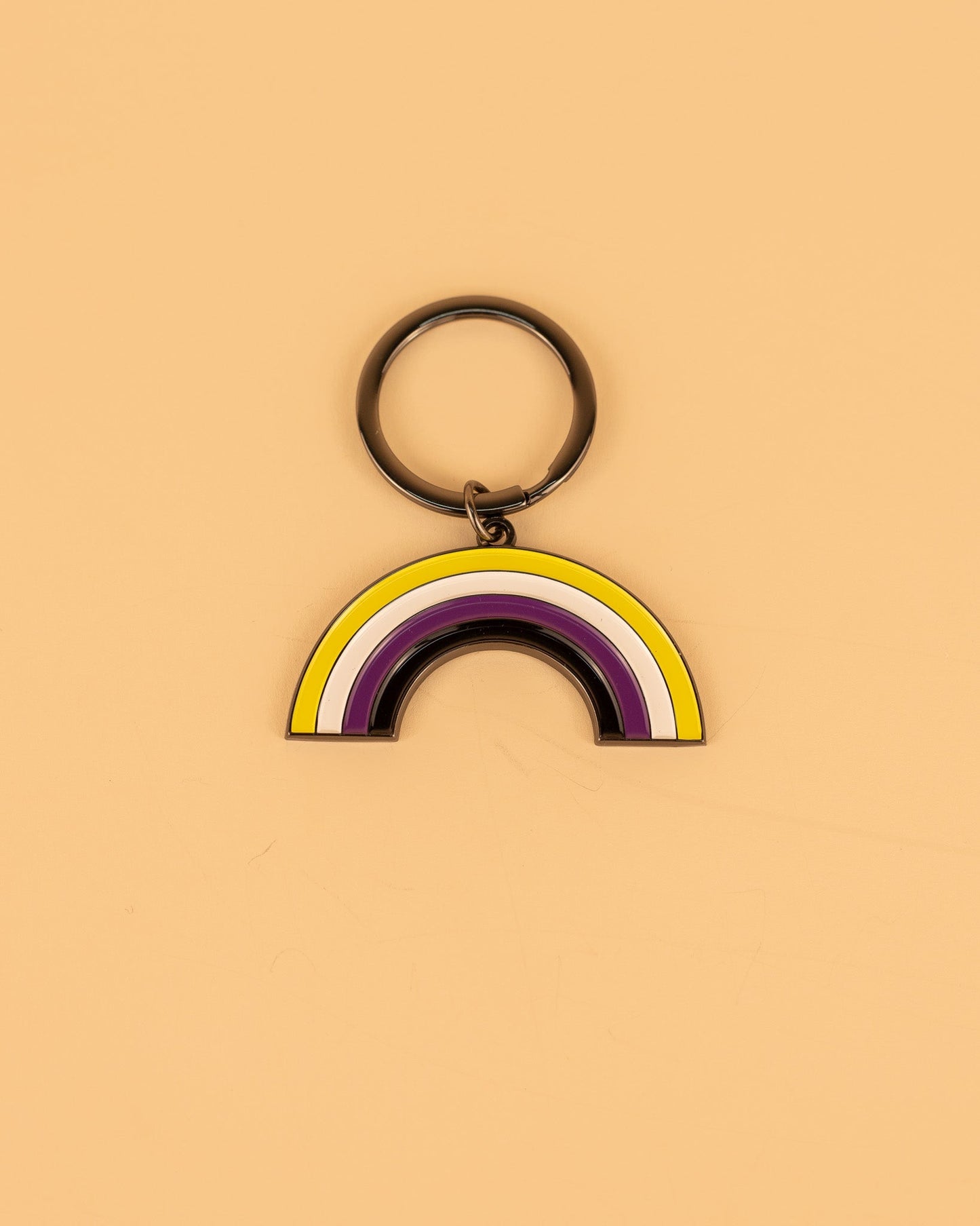 Non-Binary Rainbow Enamel Keychain