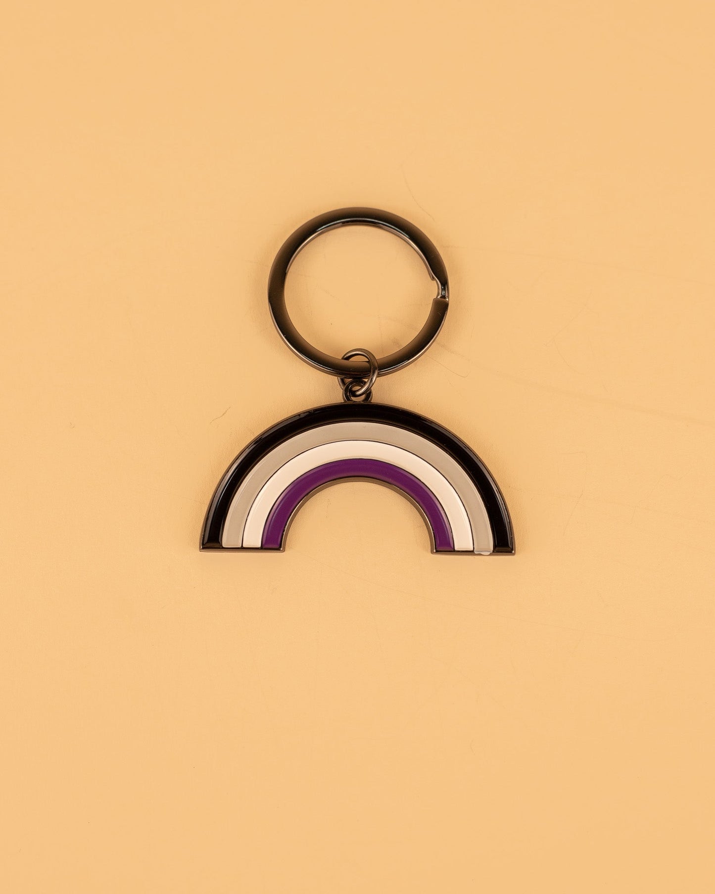 Asexual Rainbow Enamel Keychain