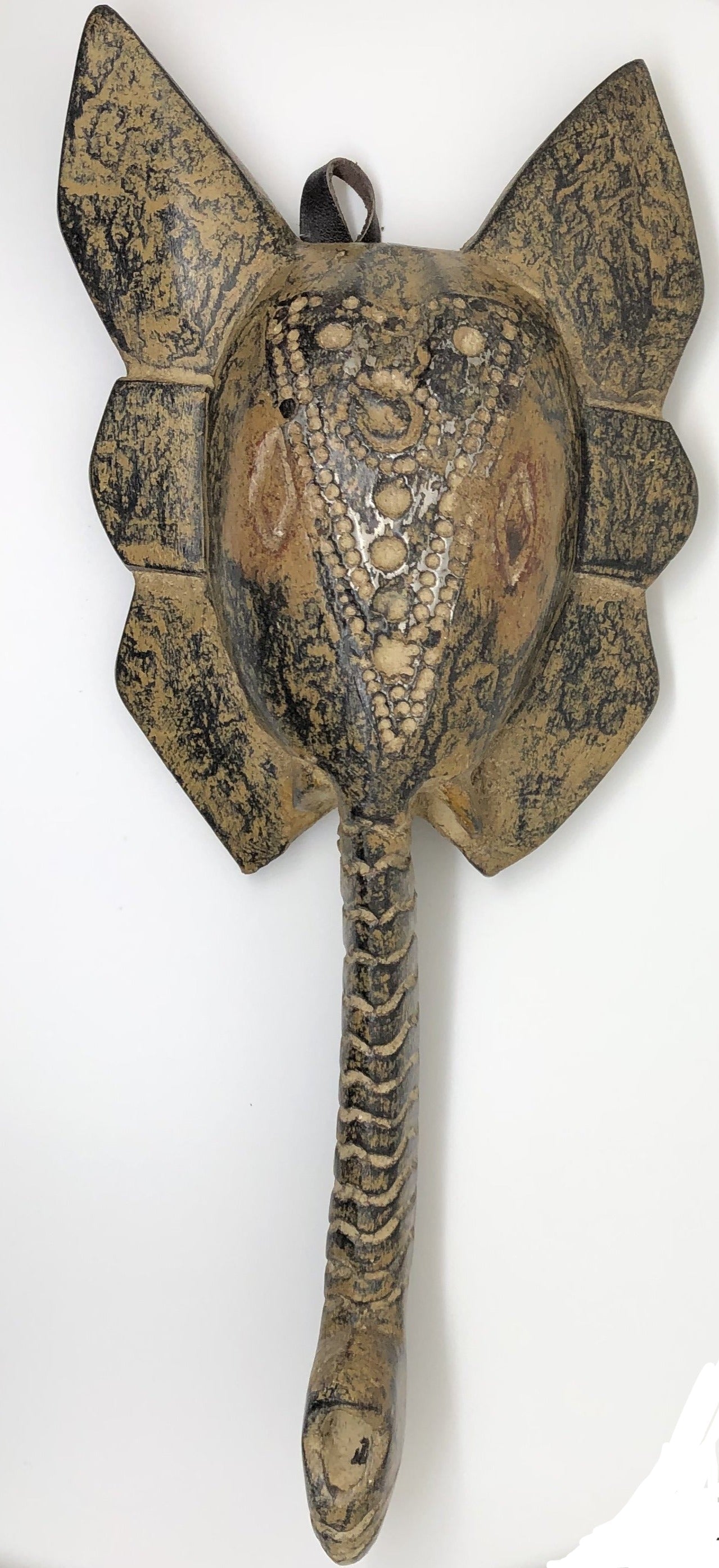 Hand Carved African Elephant Mask, Made in Ghana
