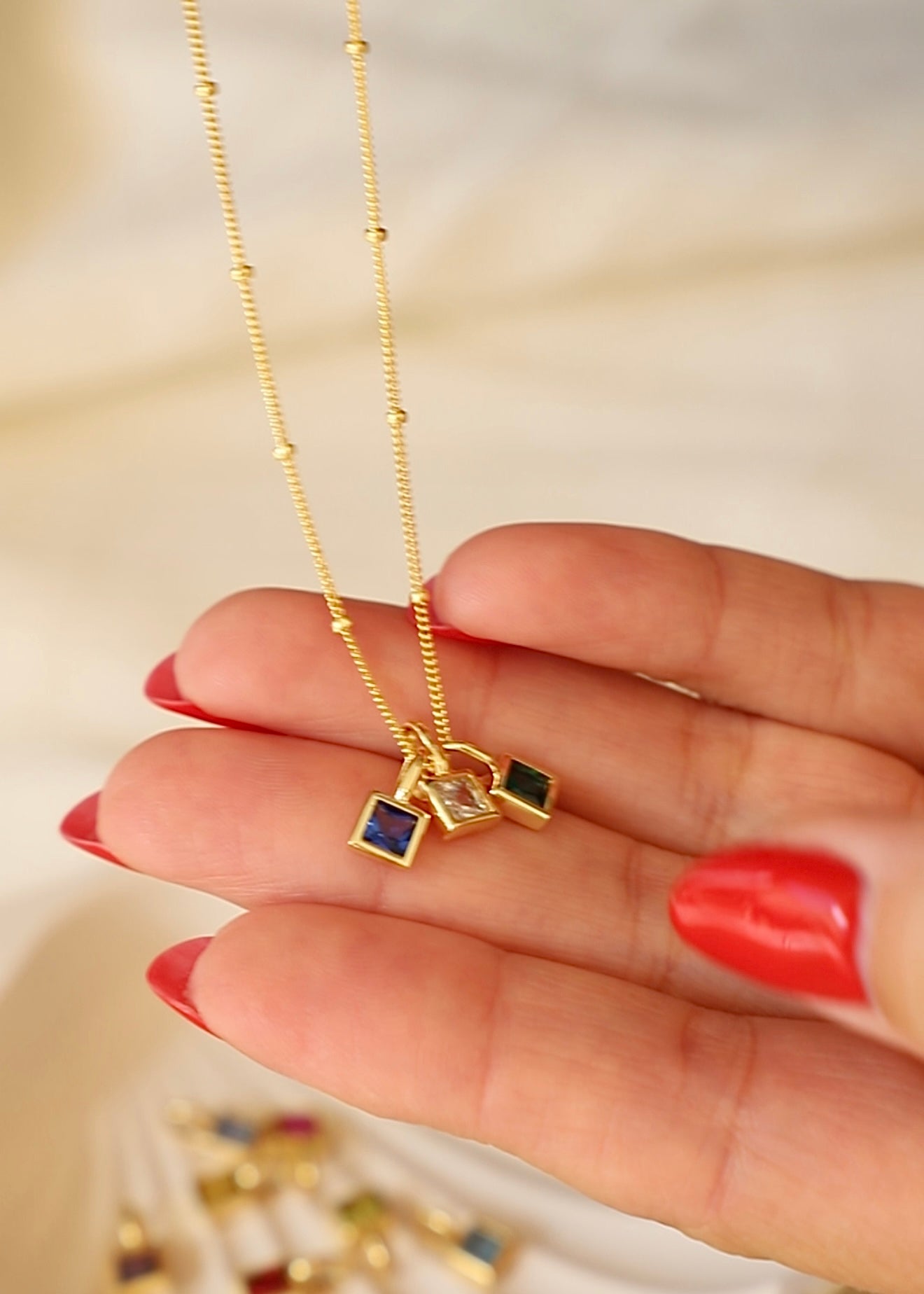 SQUARE BEZEL BIRTHSTONE CHARM - Concordia Style Boutique