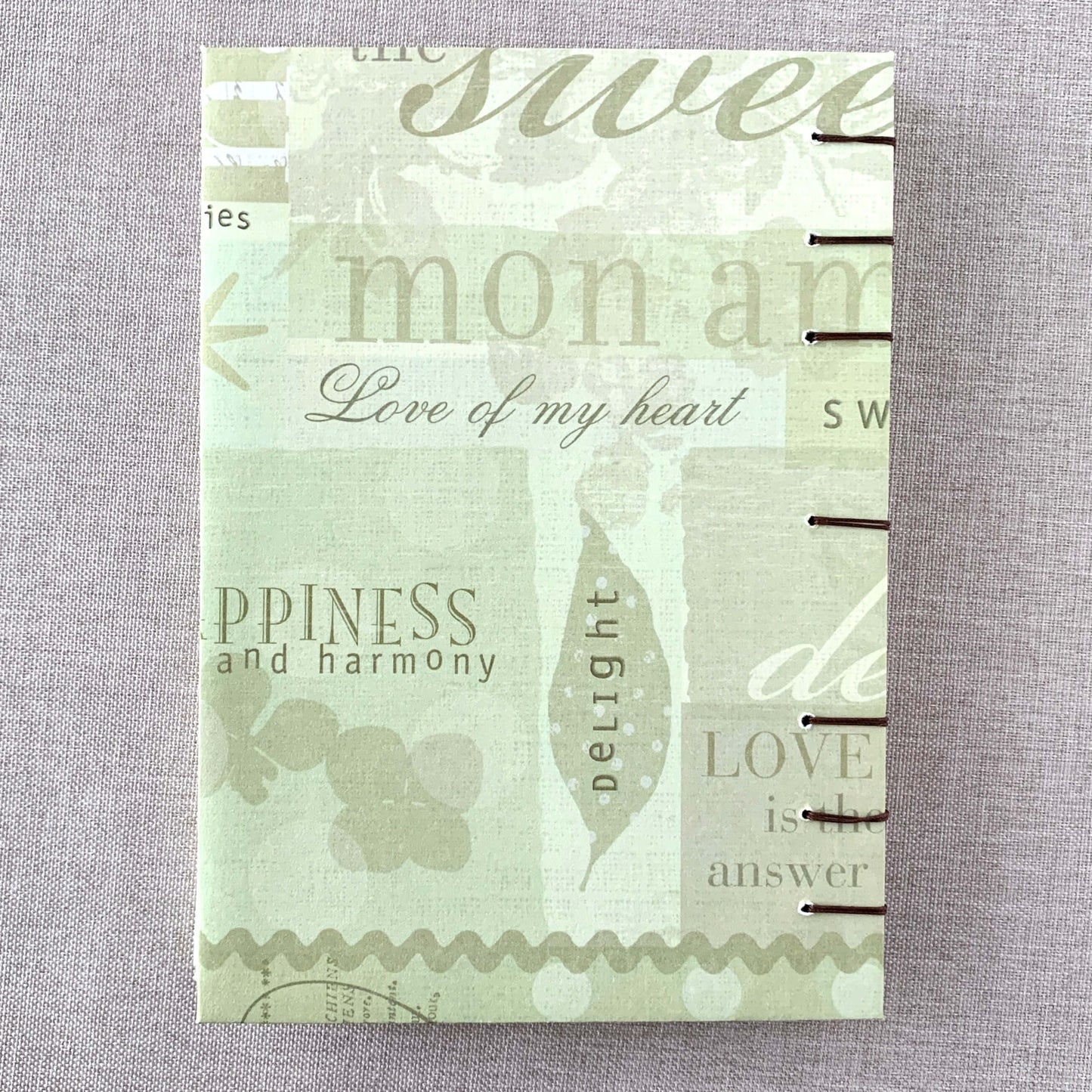 Green Inspirational Words - A6 - Dot Grid - Coptic Bound - Fountain Pen Notebook - Handmade Journal