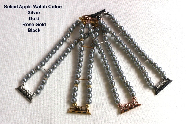 Watch Band for Apple Watch, Gray Pearls and Rhinestones
