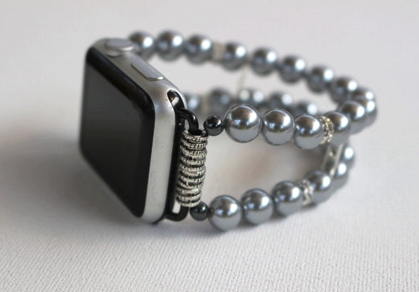 Watch Band for Apple Watch, Gray Pearls and Rhinestones