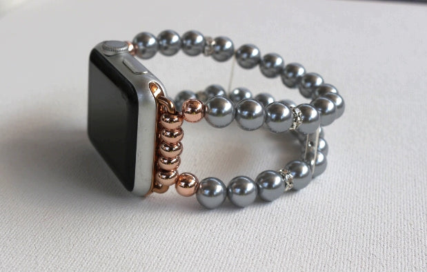 Watch Band for Apple Watch, Gray Pearls and Rhinestones