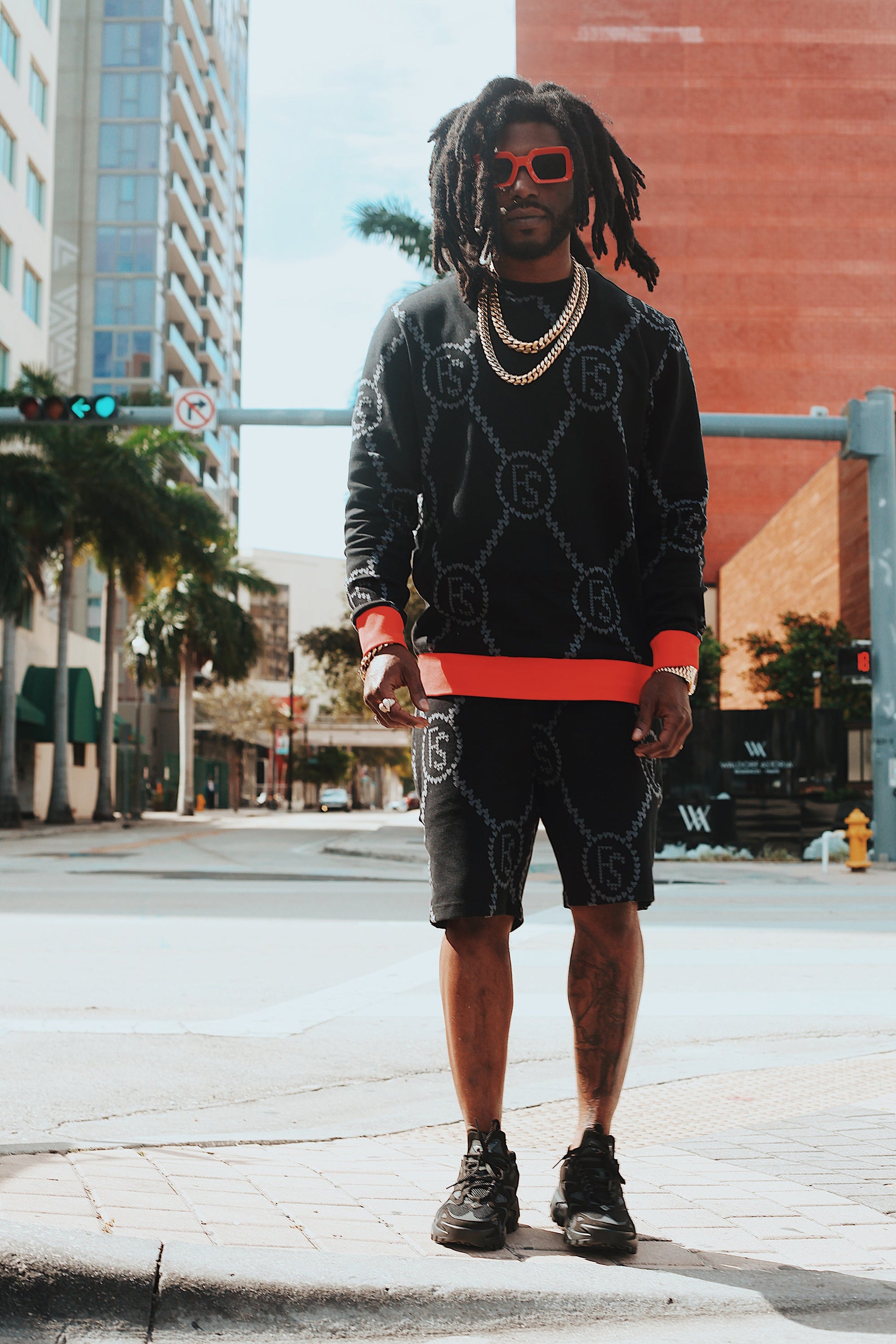 FS Intarsia Hearts Shorts (Black) - Concordia Style Boutique