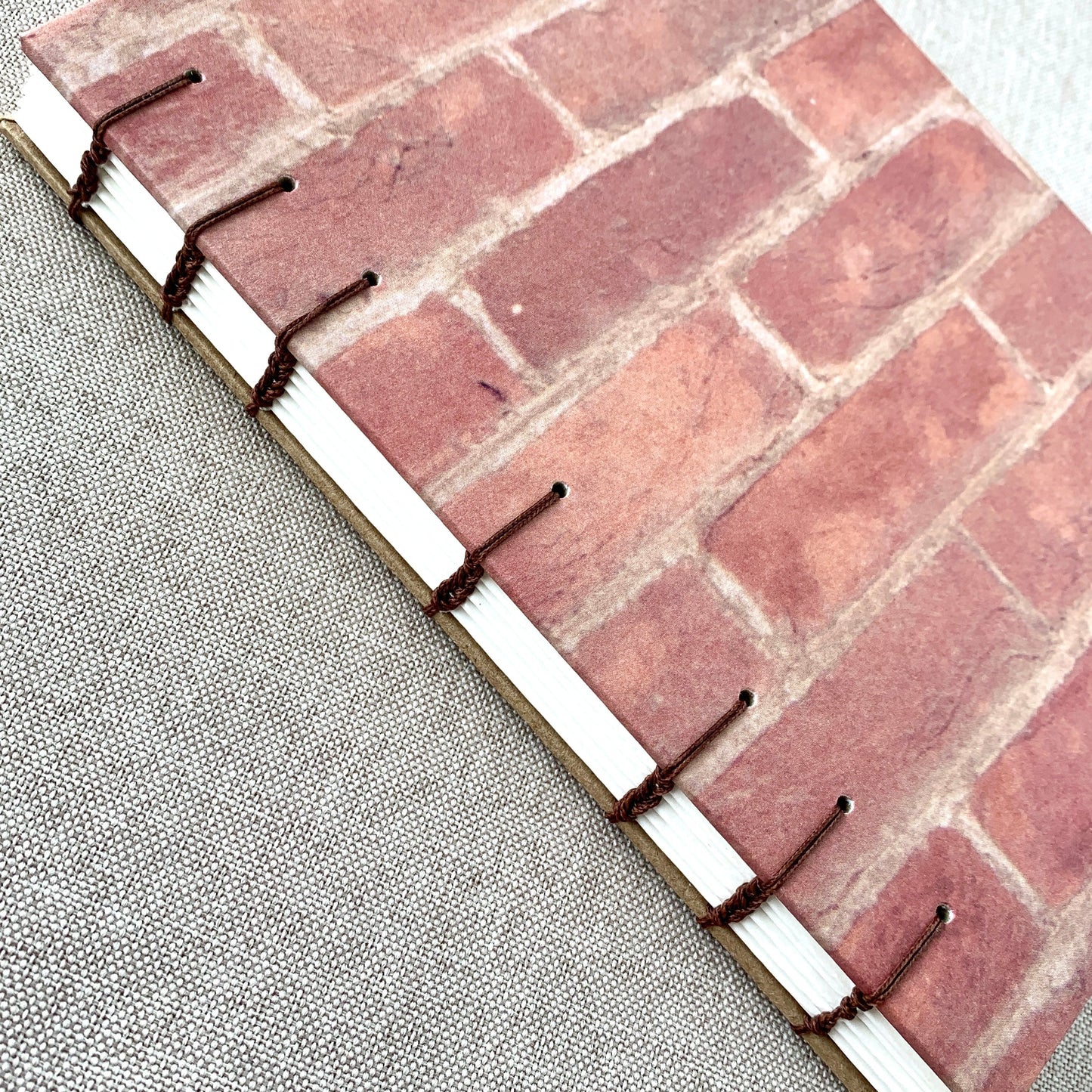 Red Brick Wall - A6 - Dot Grid - Coptic Bound - Fountain Pen Notebook - Handmade Journal