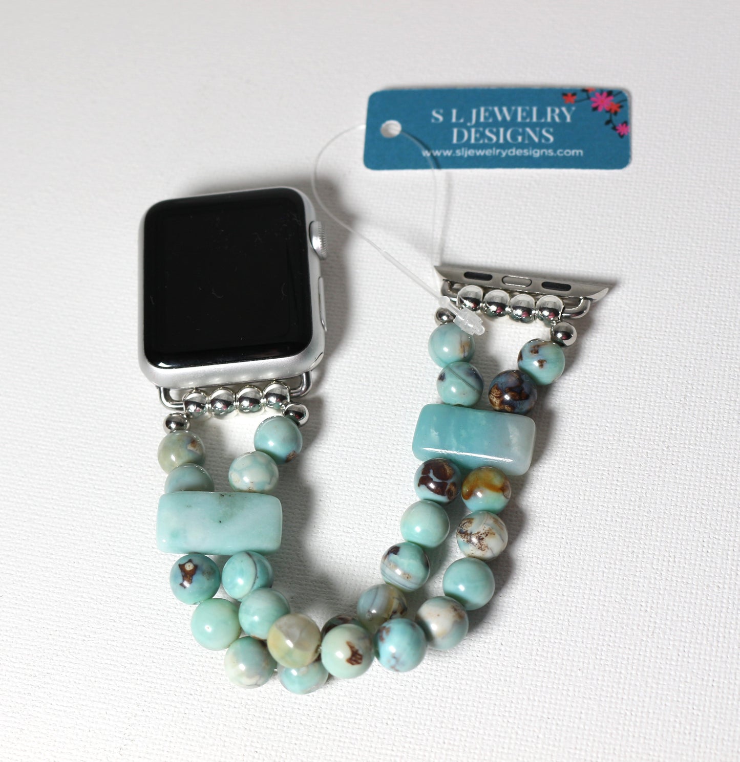 Enameled Agate & Amazonite Bracelet Watch Band for Apple Watch