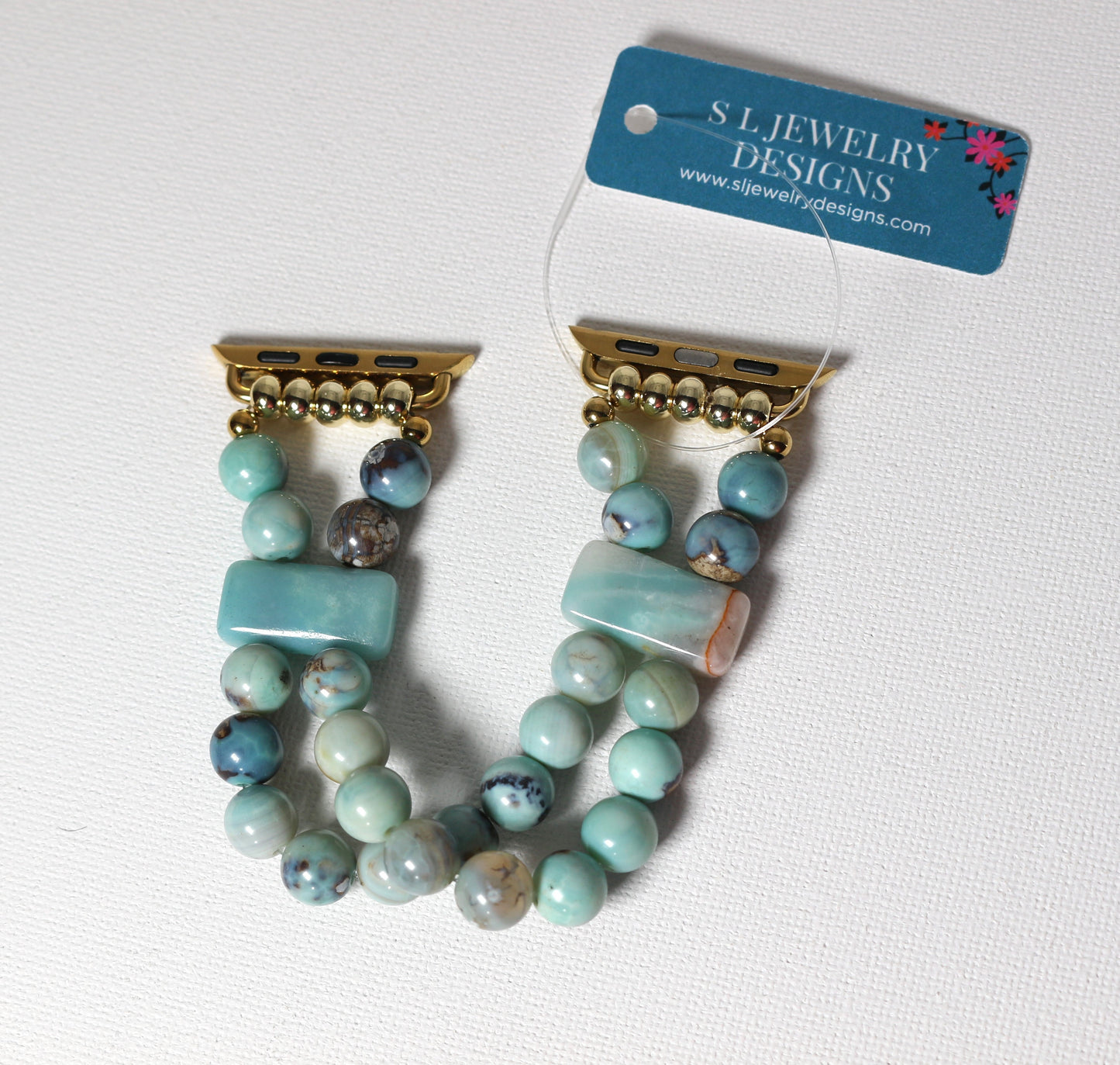 Enameled Agate & Amazonite Bracelet Watch Band for Apple Watch