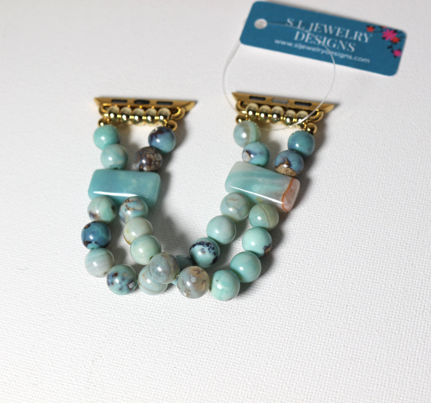 Enameled Agate & Amazonite Bracelet Watch Band for Apple Watch