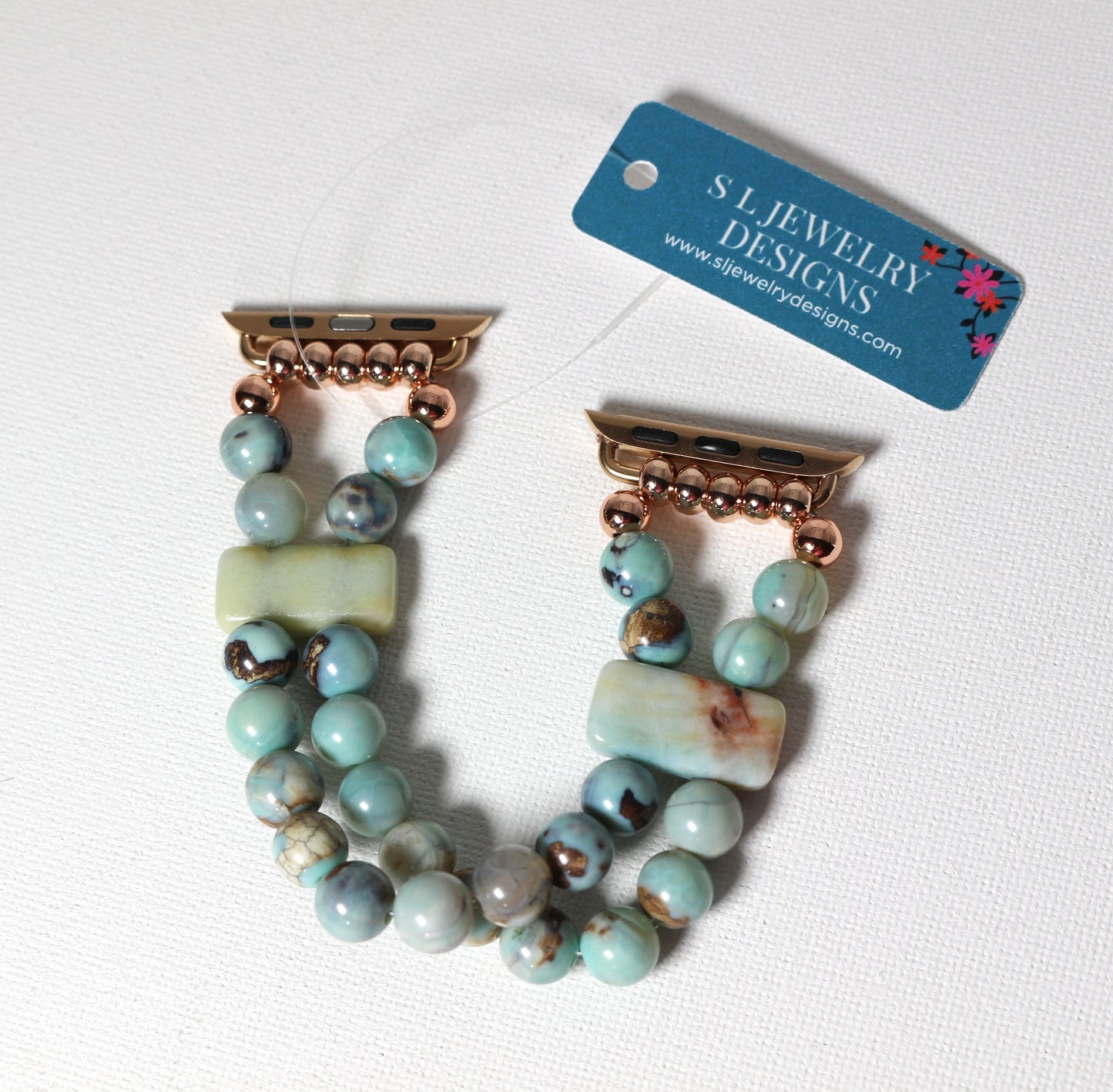 Enameled Agate & Amazonite Bracelet Watch Band for Apple Watch