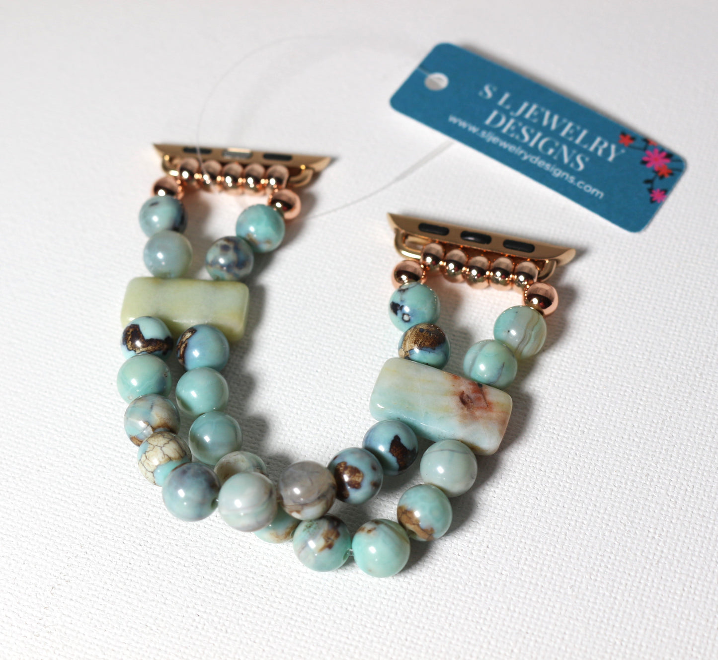 Enameled Agate & Amazonite Bracelet Watch Band for Apple Watch