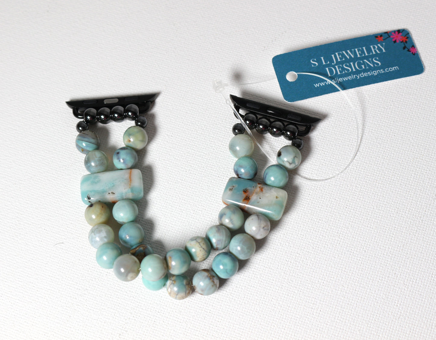 Enameled Agate & Amazonite Bracelet Watch Band for Apple Watch