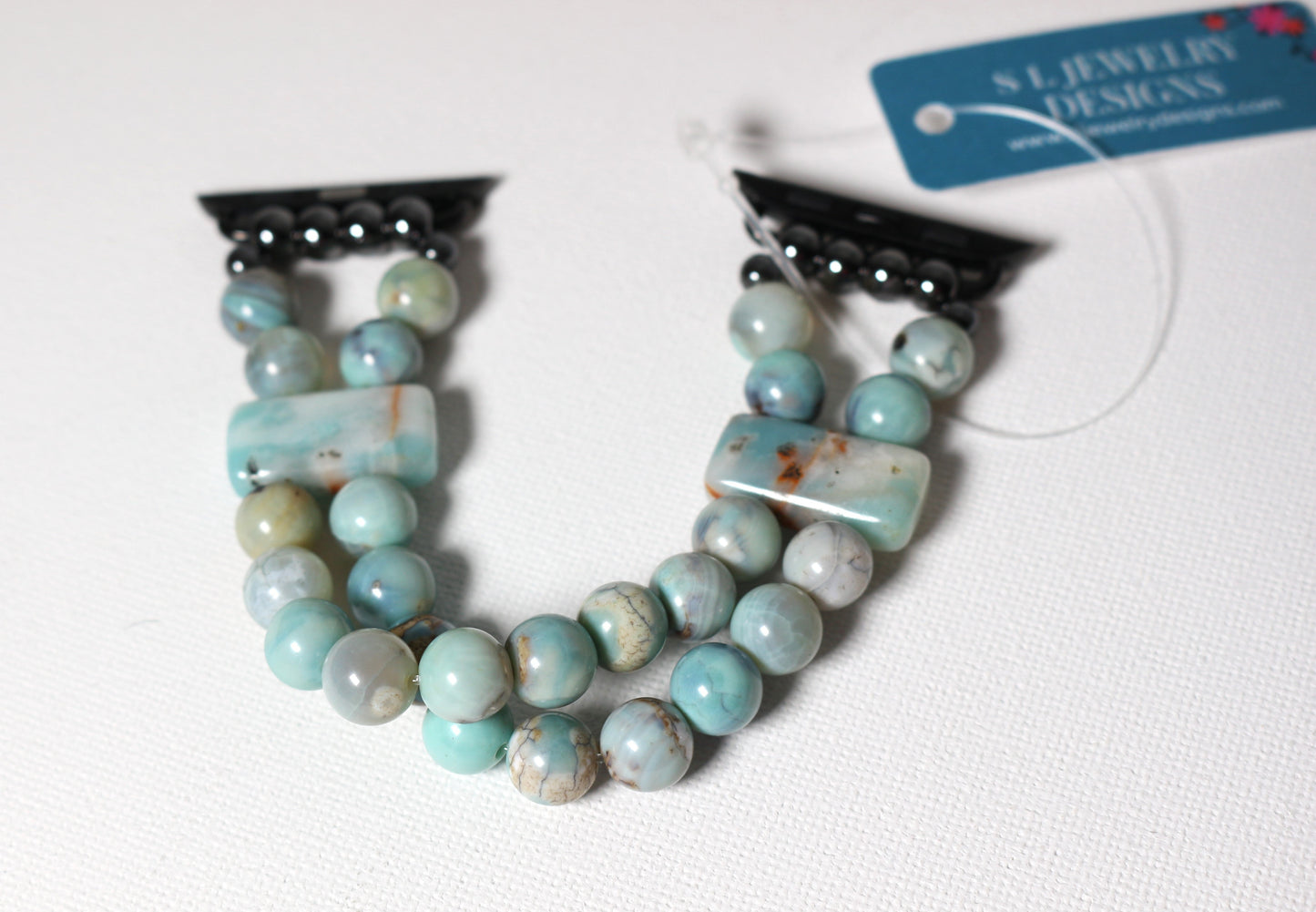 Enameled Agate & Amazonite Bracelet Watch Band for Apple Watch